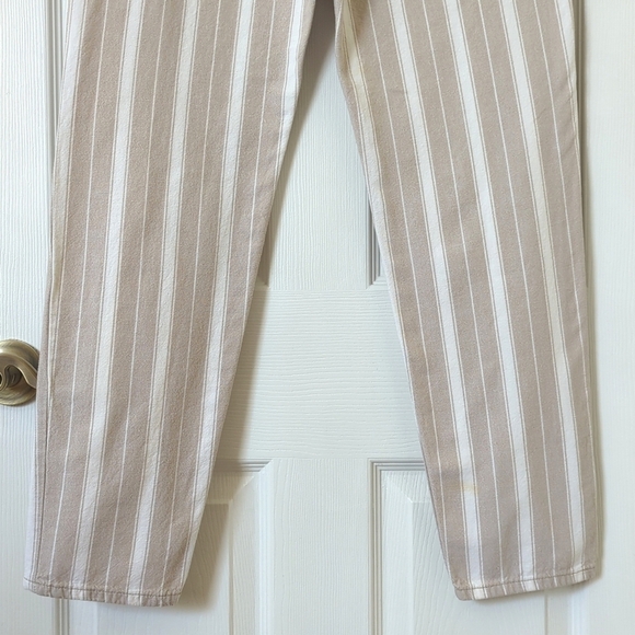 NY Line 90's Vintage Classic Striped High Waisted Tapered Leg Pants Tan White 28 - Picture 7 of 15